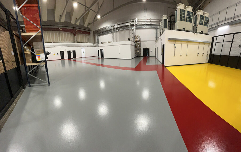 Factory flooring installation in London with professional industrial floor coating